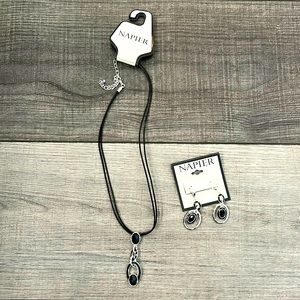 NWT Napier necklace and earring set. Black and Silver